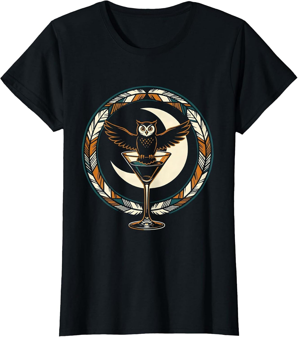 Espresso Martini Owl Midnight Cocktail Graphic T-Shirt - Black
