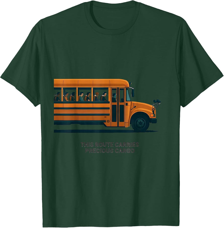 Men's This Route Carries Precious Cargo Funny School Bus Driver T-Shirt - Dark Green