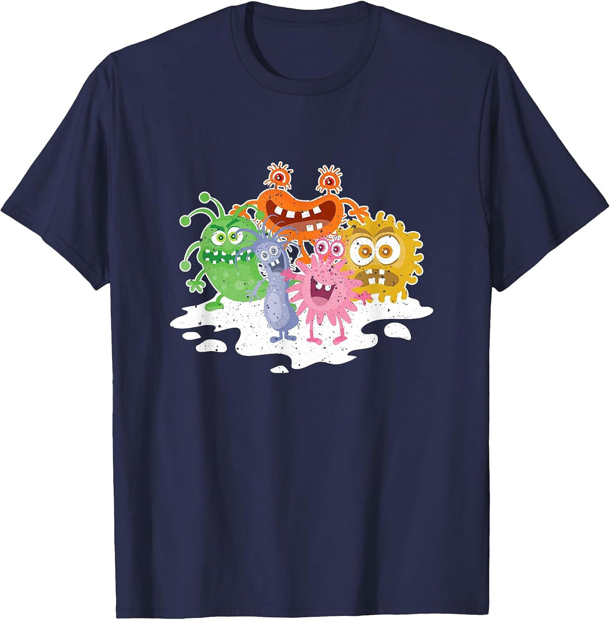 Germ Bacteria Funny Microorganisms Microbiologist Virus T-Shirt - Navy Blue