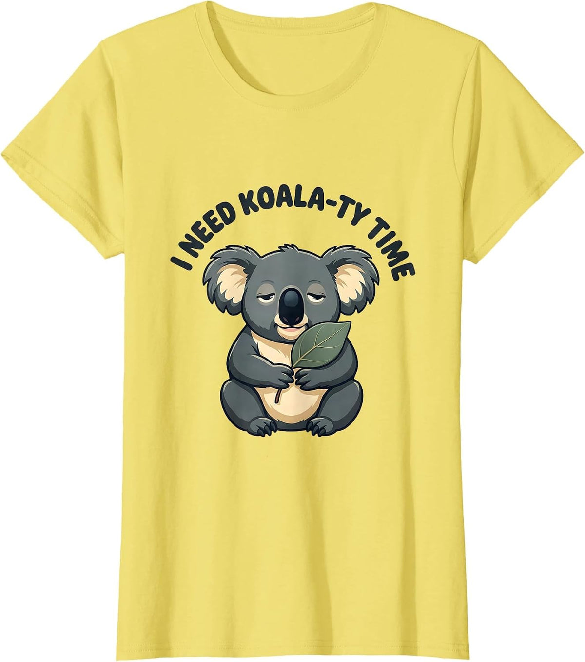 I Need Koala-ty Time Cute Koala Pun Animal Lover Humor T-Shirt - Lemon Yellow