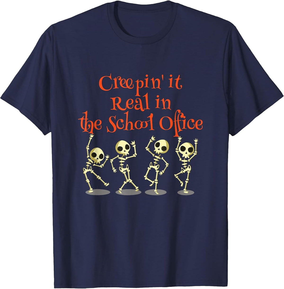 School Office Clerk Creepin' it Real Halloween Teacher Shirt T-Shirt - Navy Blue