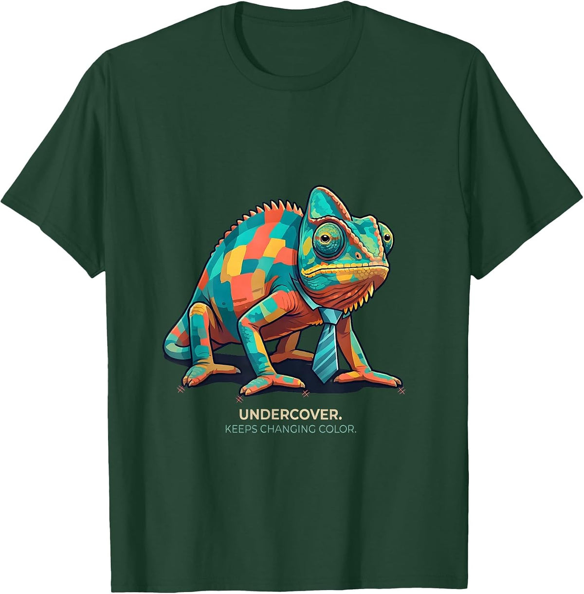Men's Undercover Keeps Changing Color Funny Chameleon Halloween T-Shirt - Dark Green