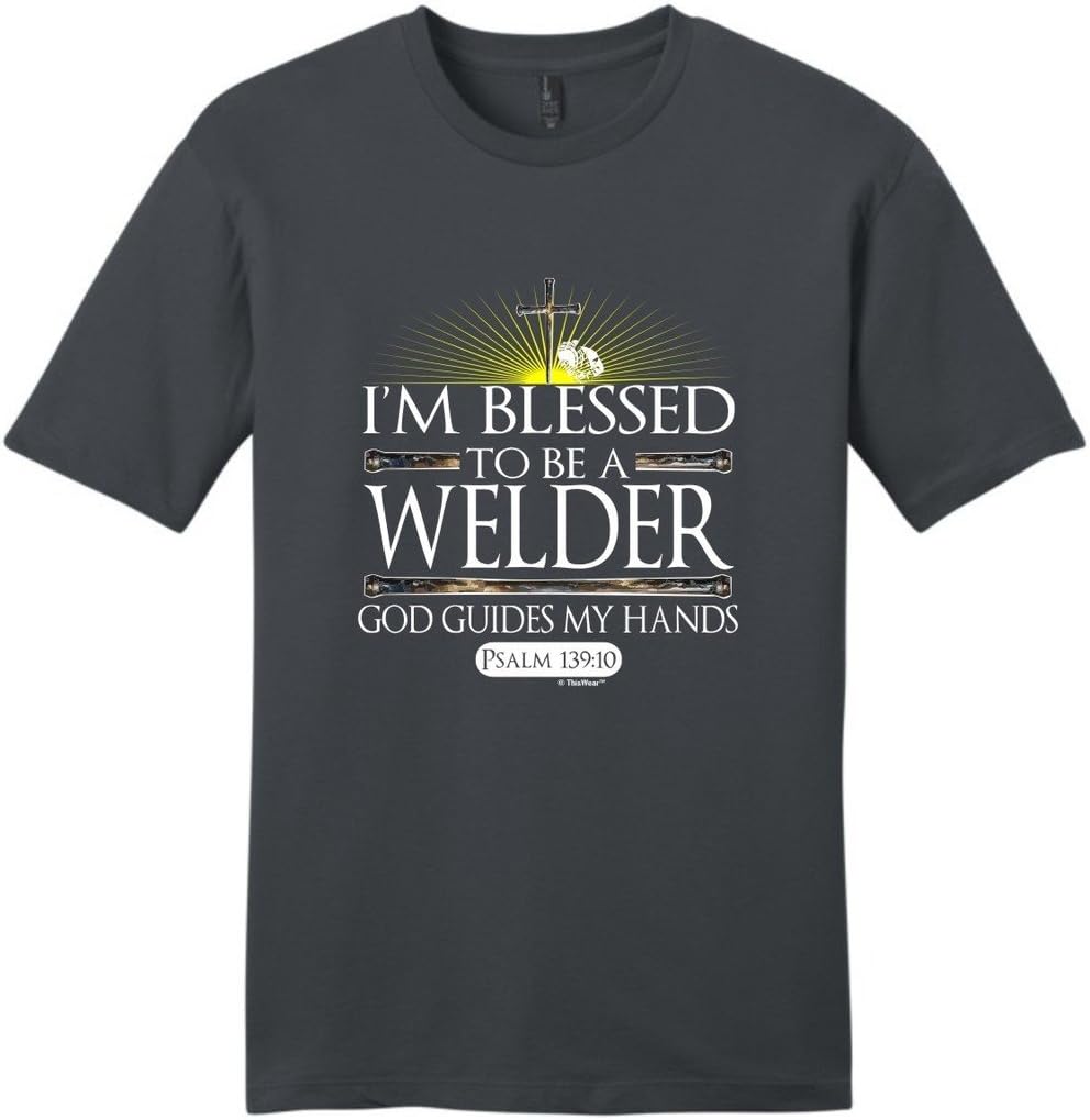 ThisWear Blessed to Be Welder YM T-Shirt - Charcoal - L - As Pictured
