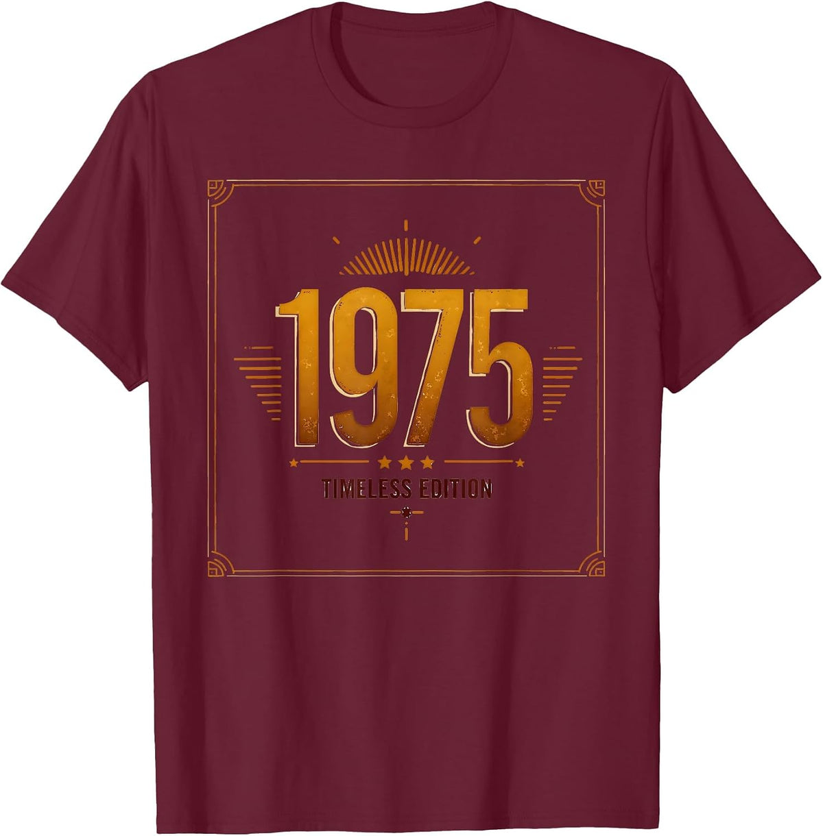 Vintage 1975 Timeless Edition Retro Design T-Shirt - Burgundy