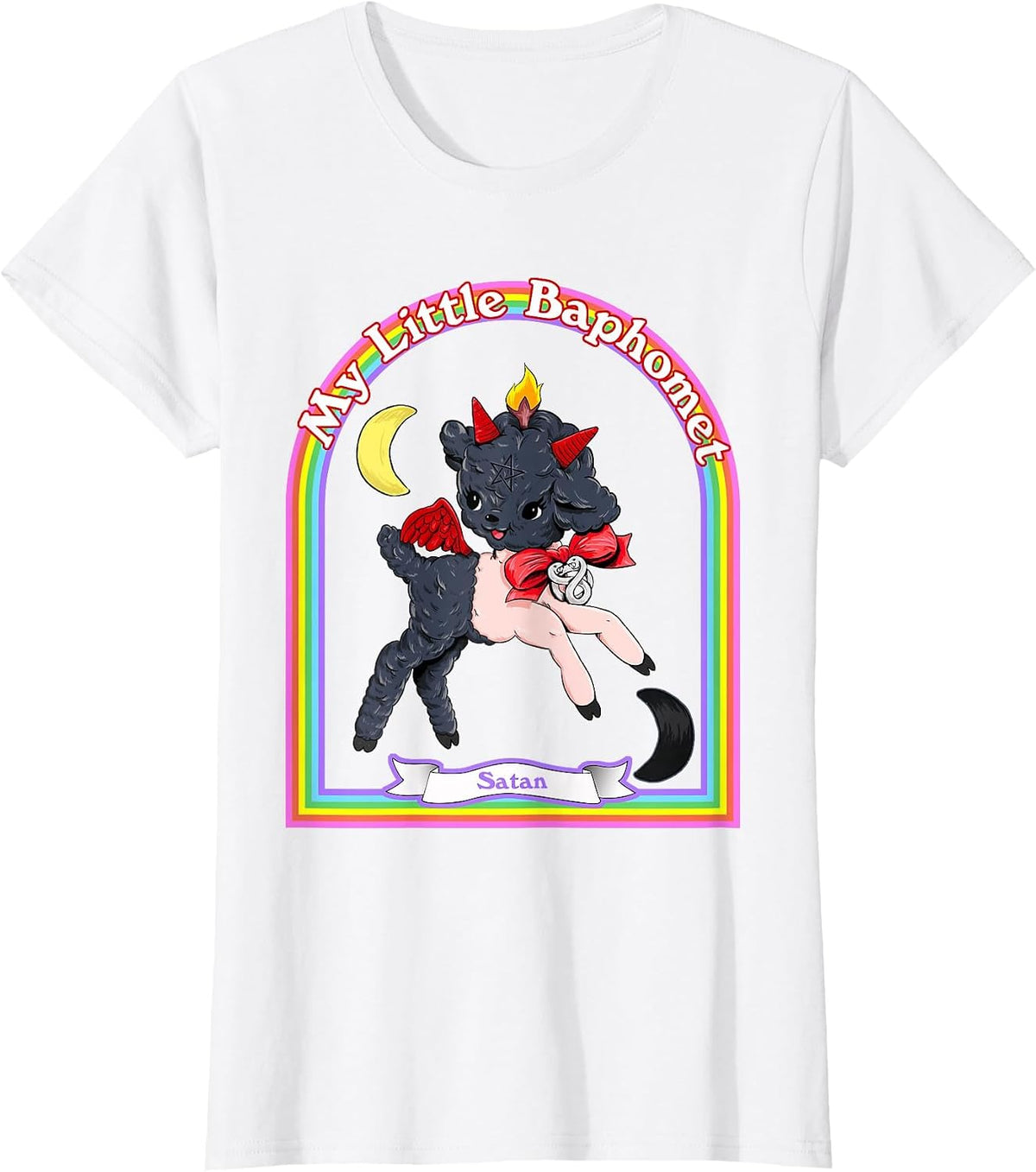 Baphomet Cute Satan Kawaii Retro Vintage Satanic Atheist T-Shirt - White