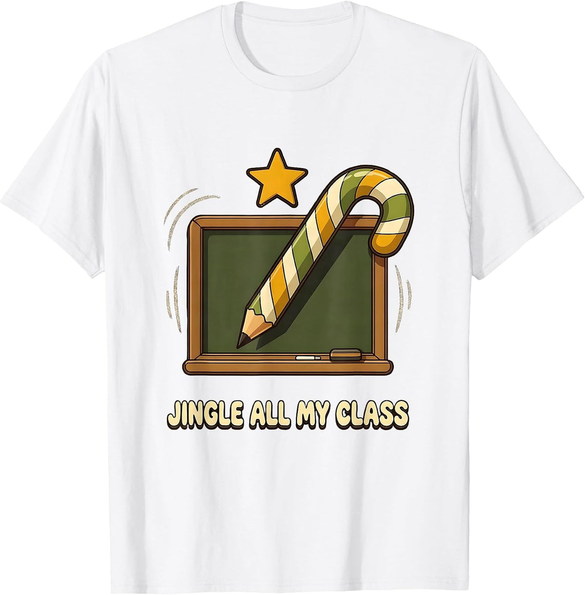 Men's Jingle All My Class Retro 70s Teacher Christmas Humor T-Shirt - White