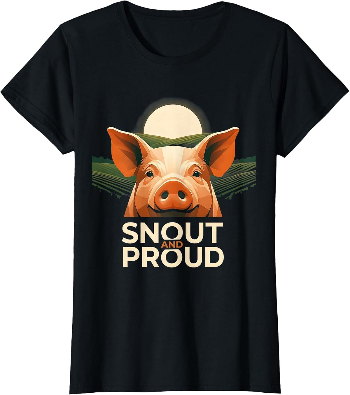 Snout and Proud Funny Pig Lover Design T-Shirt - Black