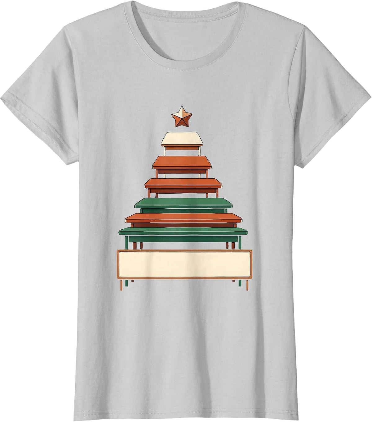 Stepped Desk Christmas Tree Teacher Squad Holiday Humor T-Shirt - Silver Grey