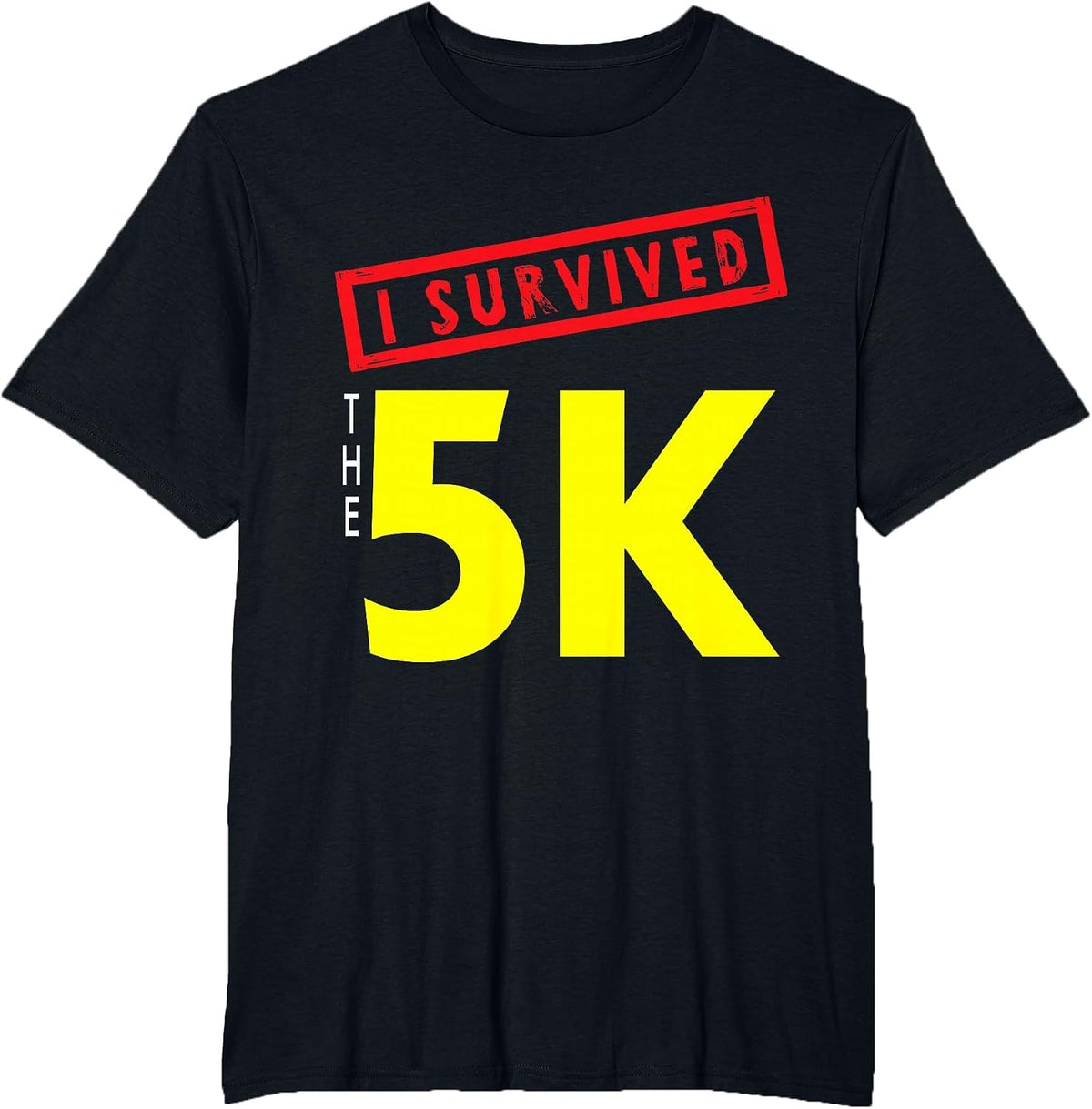 I Survived 5K Finisher First Time Running Runner Marathon T-Shirt - Black