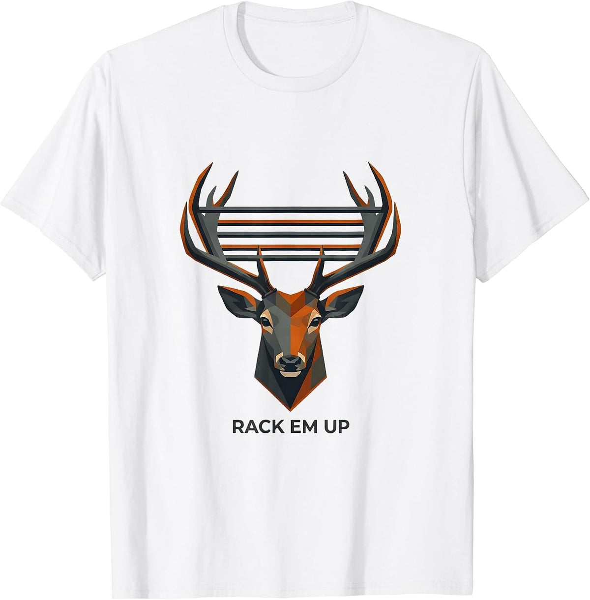 Men's Rack Em Up Funny Camo Deer Hunting Hunter Dad Gift T-Shirt - White
