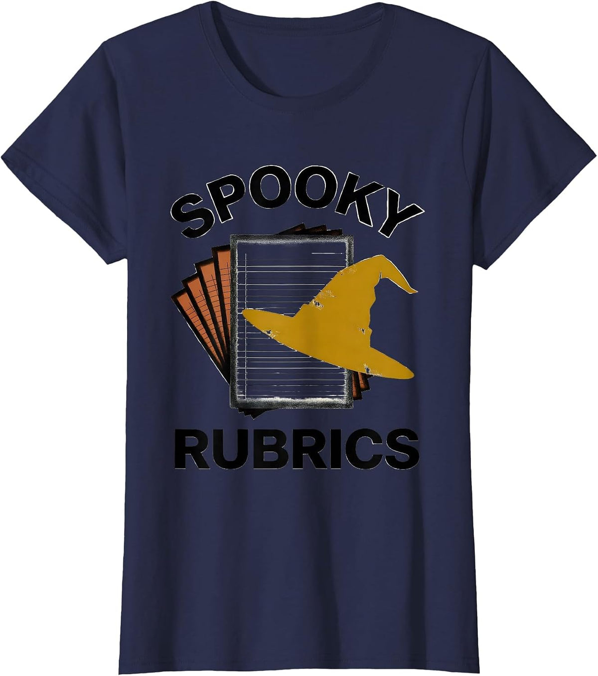 Women's Spooky Rubrics Midcentury Modern Teacher Halloween Humor T-Shirt - Navy Blue