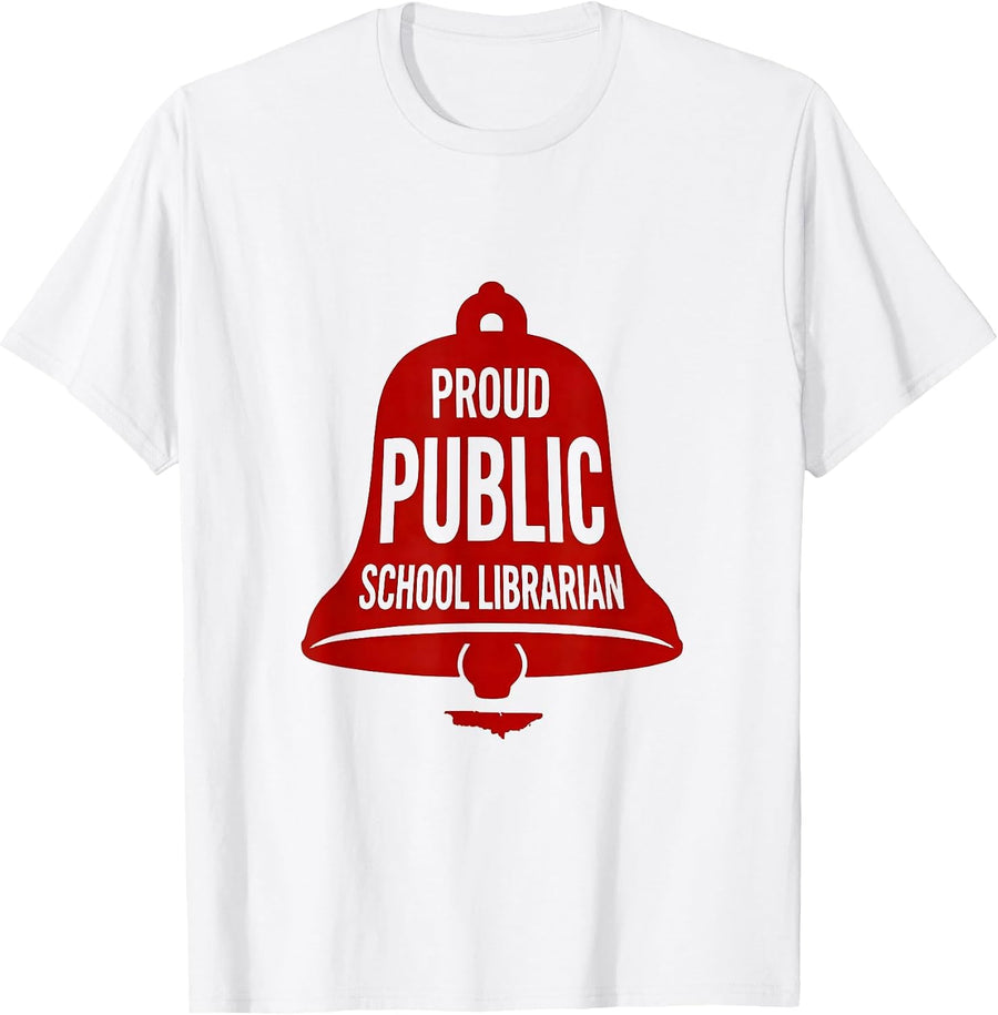 Men's Proud Public School Librarian Minimalist Teacher Advocacy T-Shirt - White
