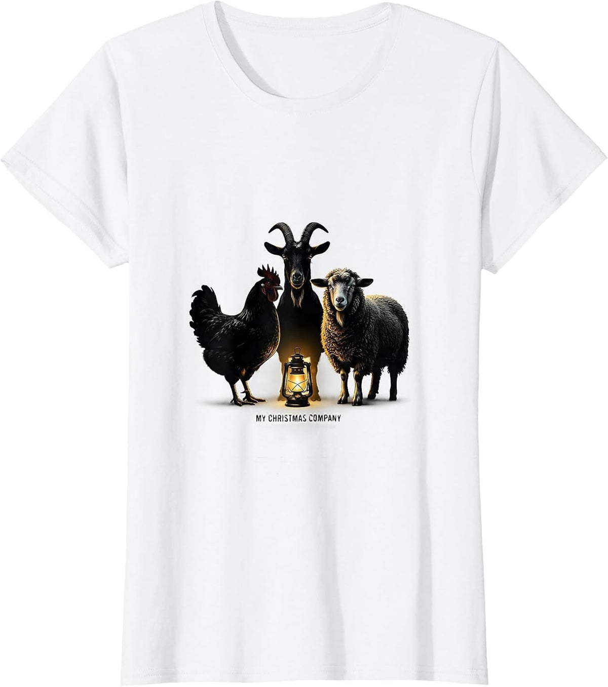 Women's My Christmas Company Funny Farm Animal Holiday Humor T-Shirt - White