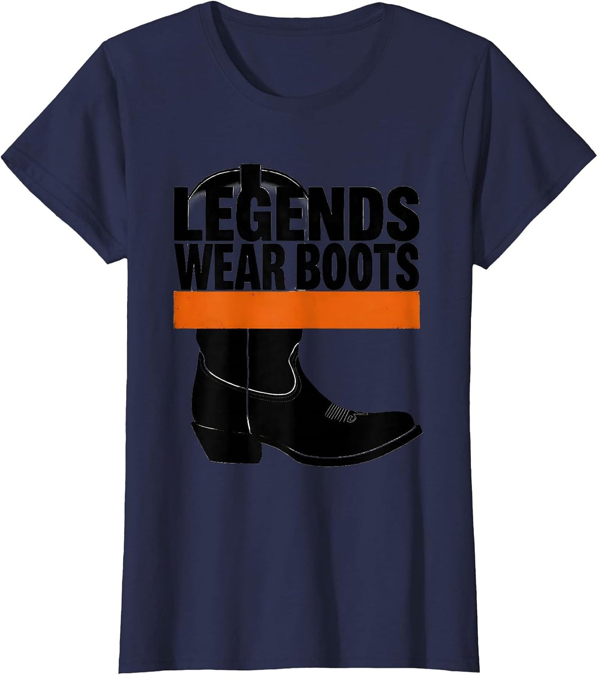 Women's Legends Wear Boots Western Cowboy Design T-Shirt - Navy Blue