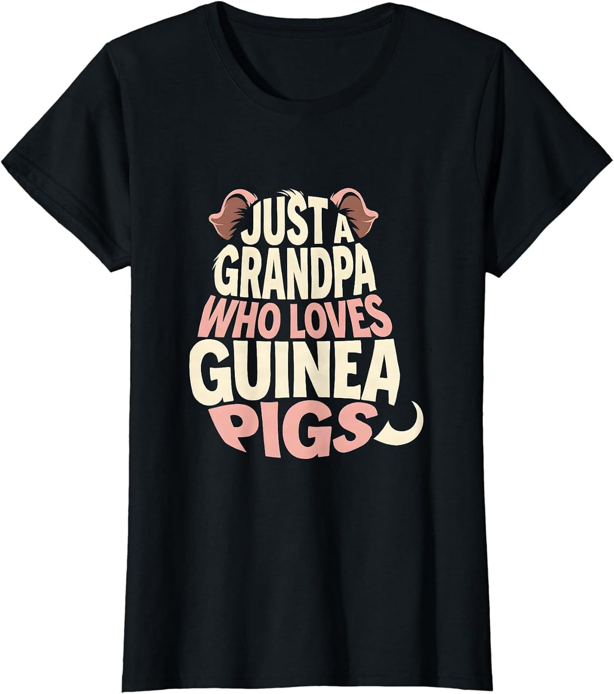 Women's Just A Grandpa Who Loves Guinea Pigs Funny Pig Lover Humor T-Shirt - Black