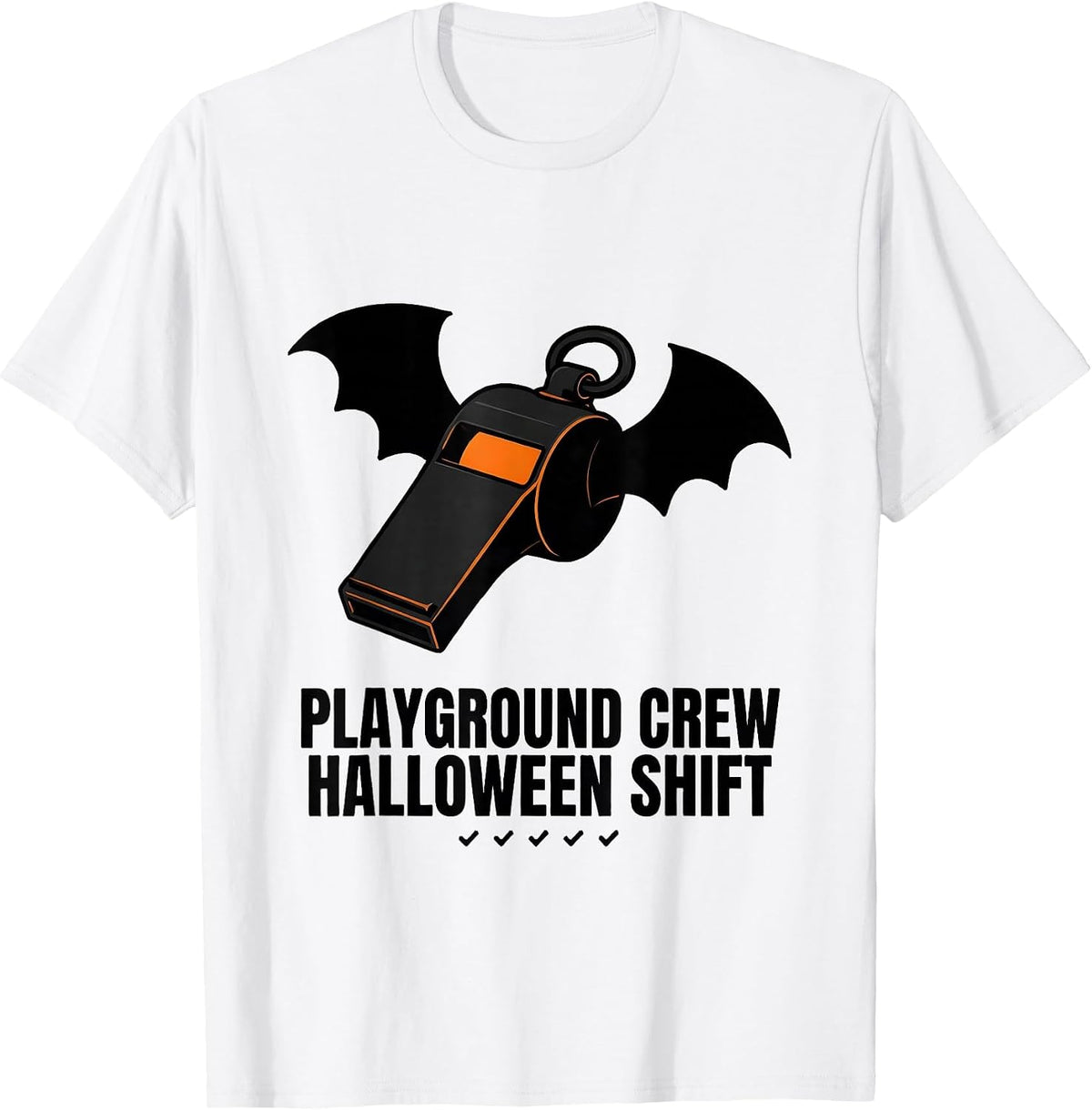 Men's Playground Crew Halloween Shift Editorial Conceptual Teacher T-Shirt - White