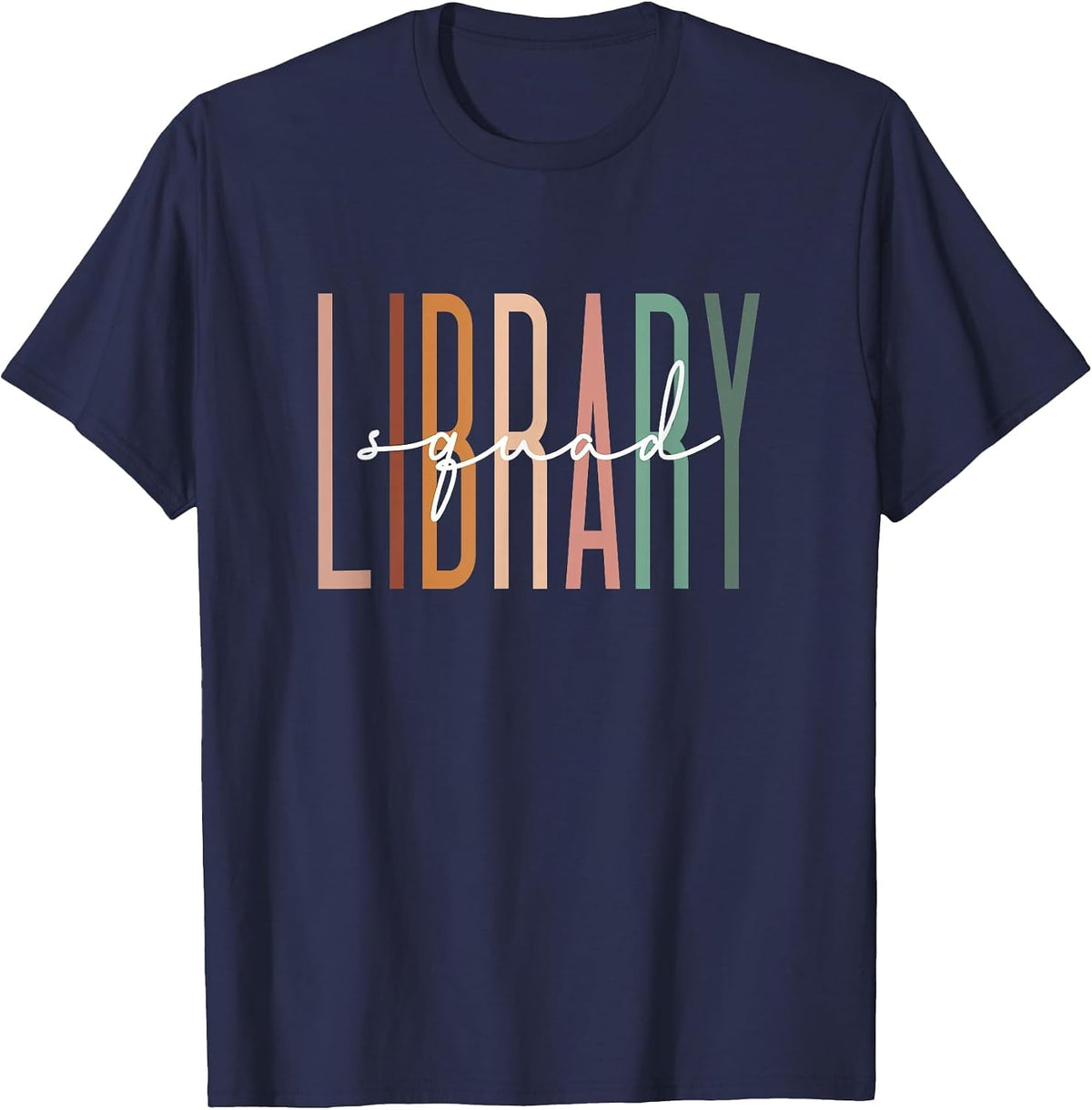 Library Squad Librarian Reading Teacher Student Book Lover T-Shirt - Navy Blue