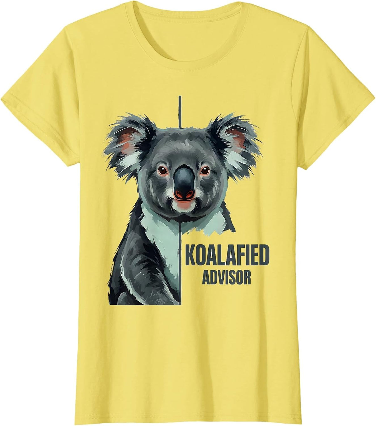Women's Koalafied Advisor Funny Koala Lover Animal Pun Humor T-Shirt - Lemon Yellow
