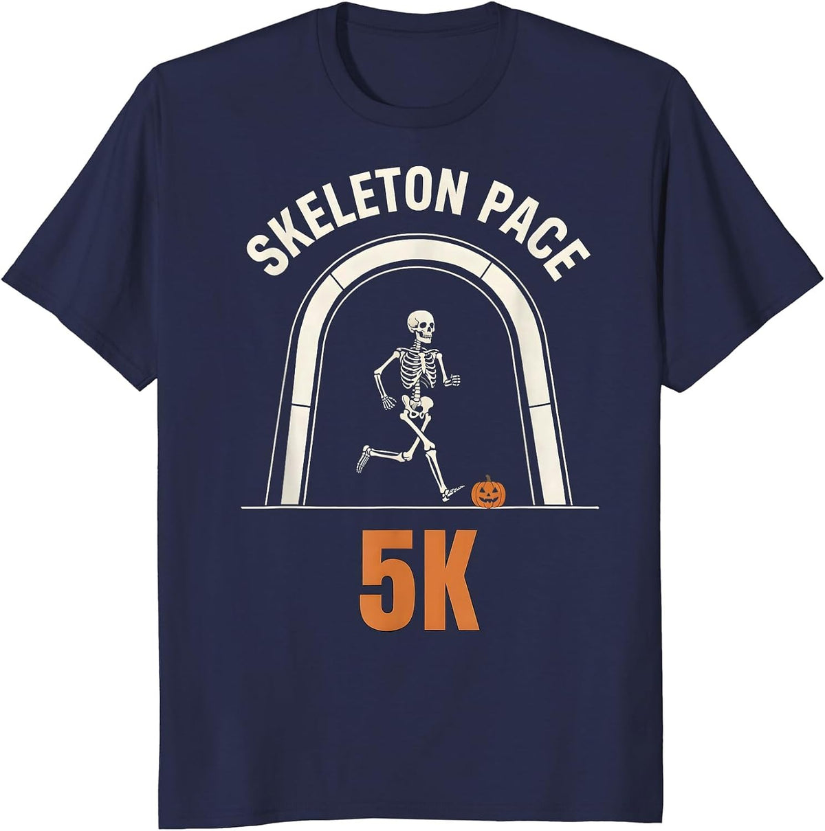 Skeleton Pace 5K Funny Halloween Running Race Matching T-Shirt - Navy Blue