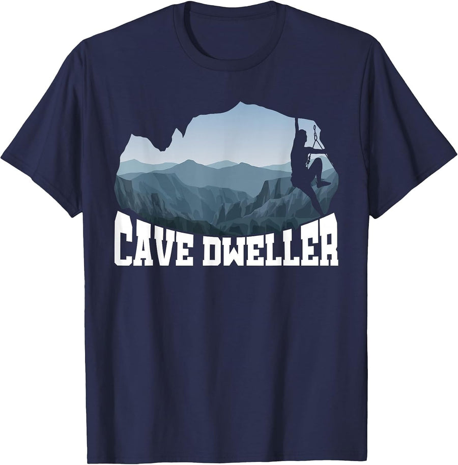 Cave Dweller Caving Caver Spelunking Speleology Potholing T-Shirt - Navy Blue