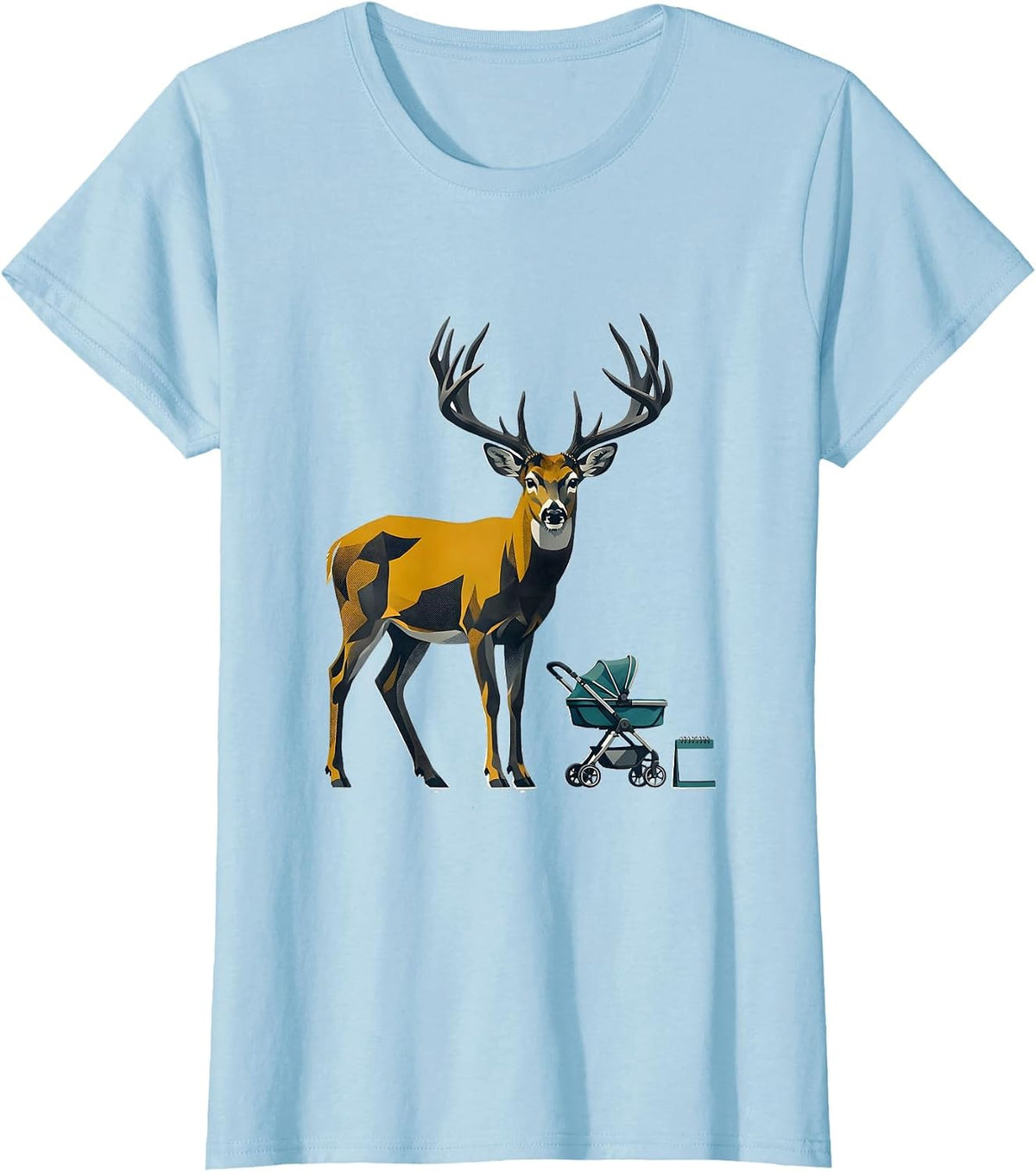 Whitetail Buck Midcentury Modern Deer Hunter Humor T-Shirt - Baby Blue