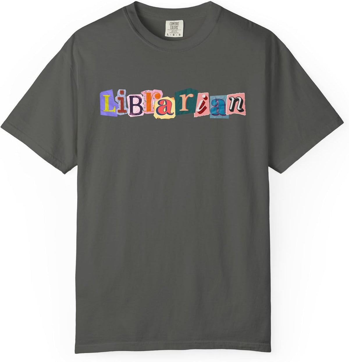 School Librarian T-Shirt, Scrapbook Style Tee - Pepper