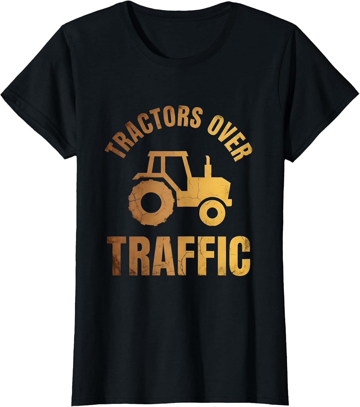Tractors Over Traffic Country Life Design T-Shirt - Black
