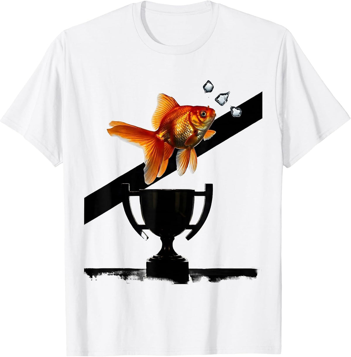 Men's Sarcastic Goldfish Leaping From Trophy Cup T-Shirt - White