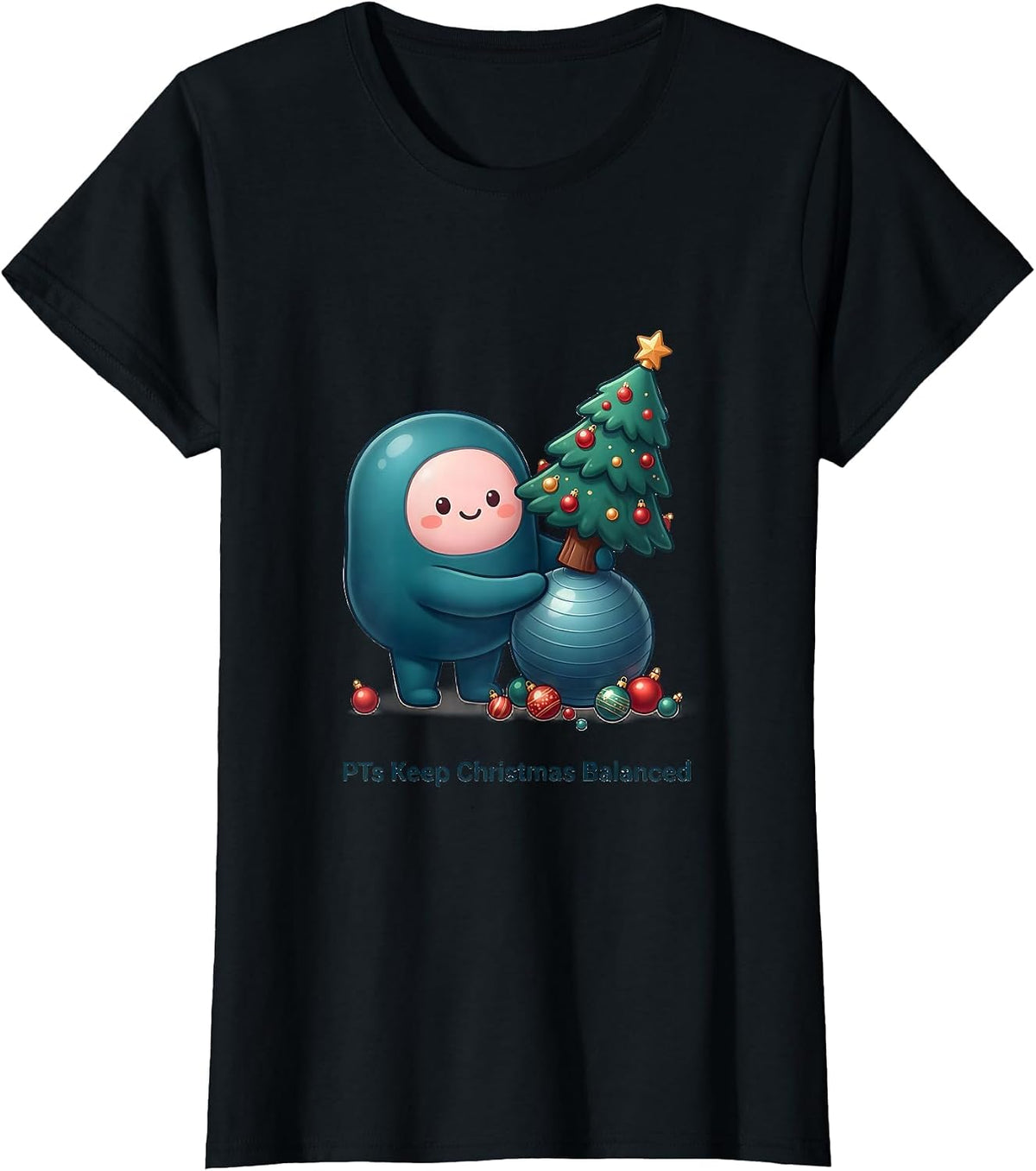 PTs Keep Christmas Balanced Cute Kawaii Physical Therapist T-Shirt - Black