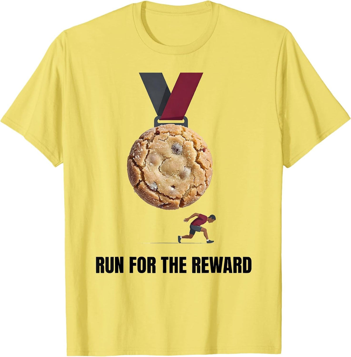 Men's Run For The Reward Funny Christmas Fun Run Squad Runner T-Shirt - Lemon Yellow