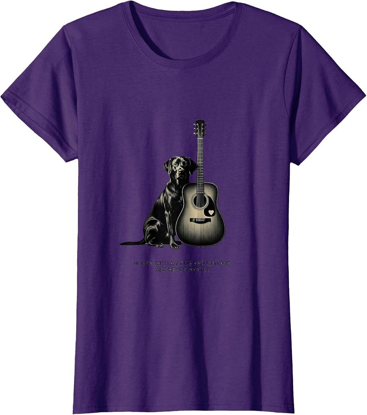 Women's Hours With My Dog And Guitars Are Never Wasted Guitarist T-Shirt - Purple