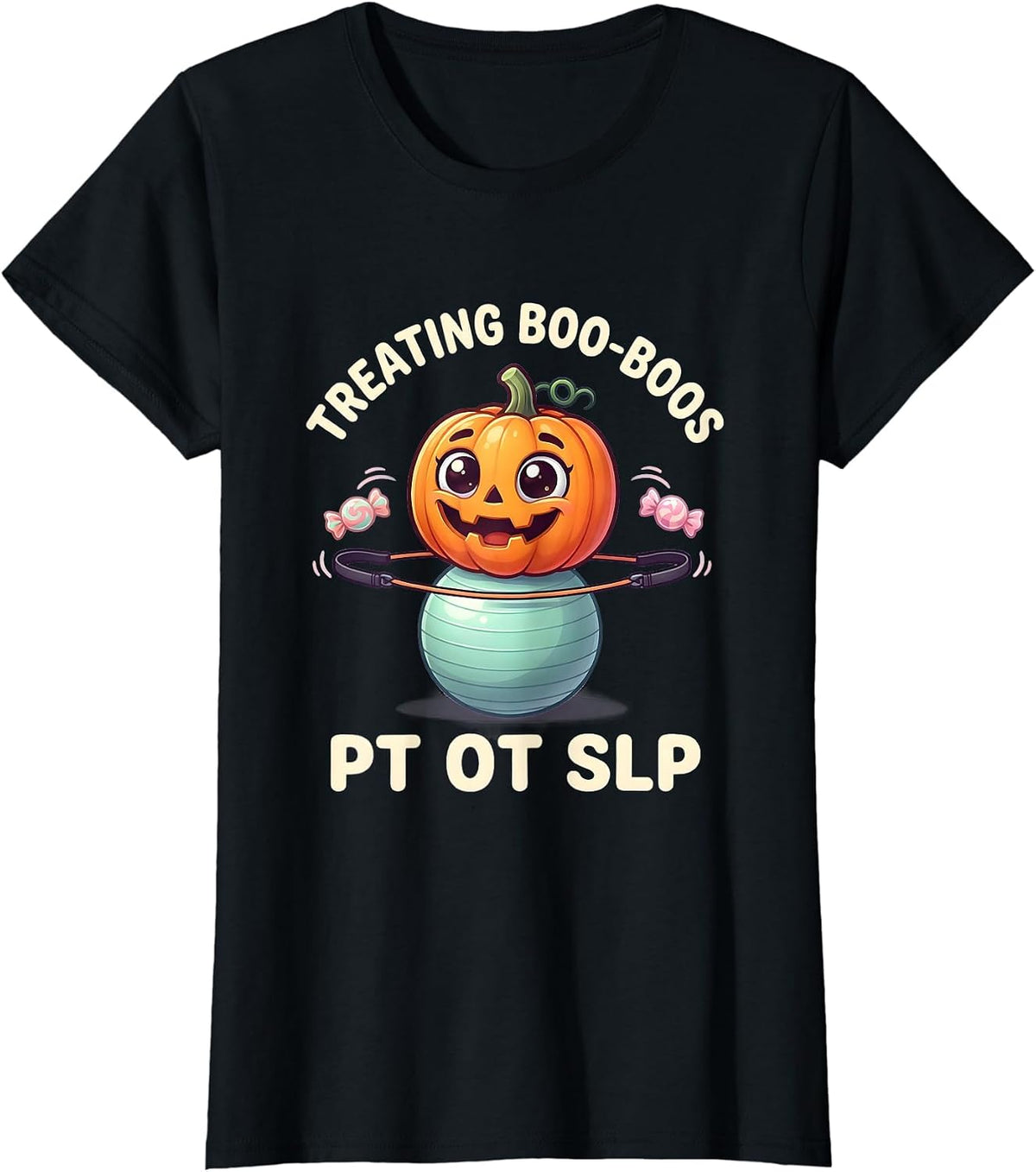 Treating Boo-Boos PT OT SLP Cute Kawaii Halloween Therapy T-Shirt - Black