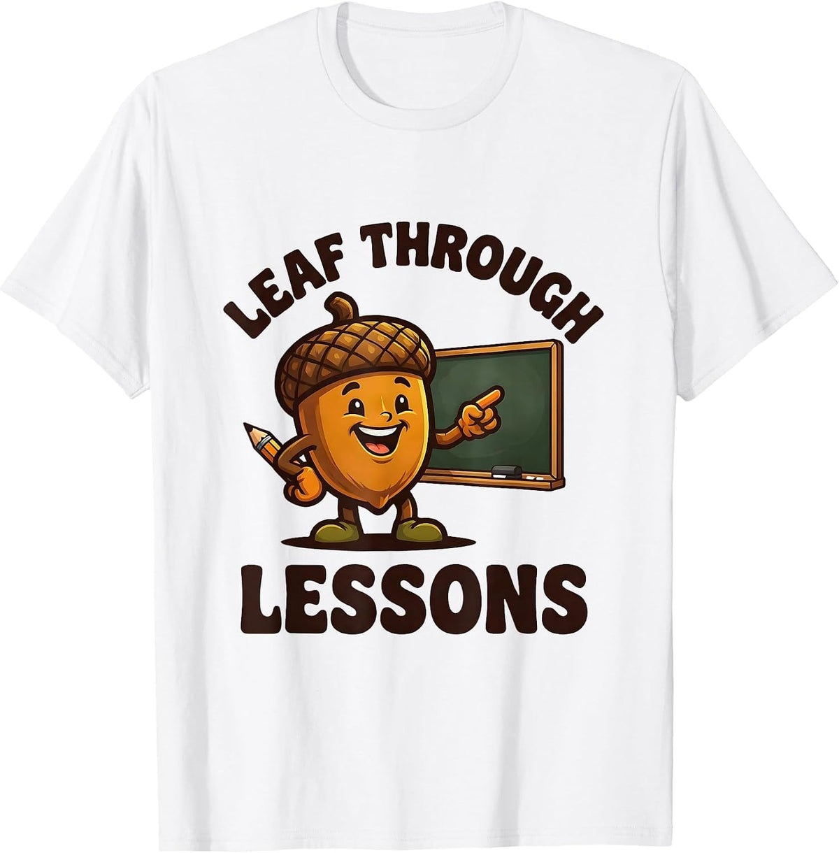 Men's Leaf Through Lessons Retro Teacher Fall Halloween Classroom T-Shirt - White