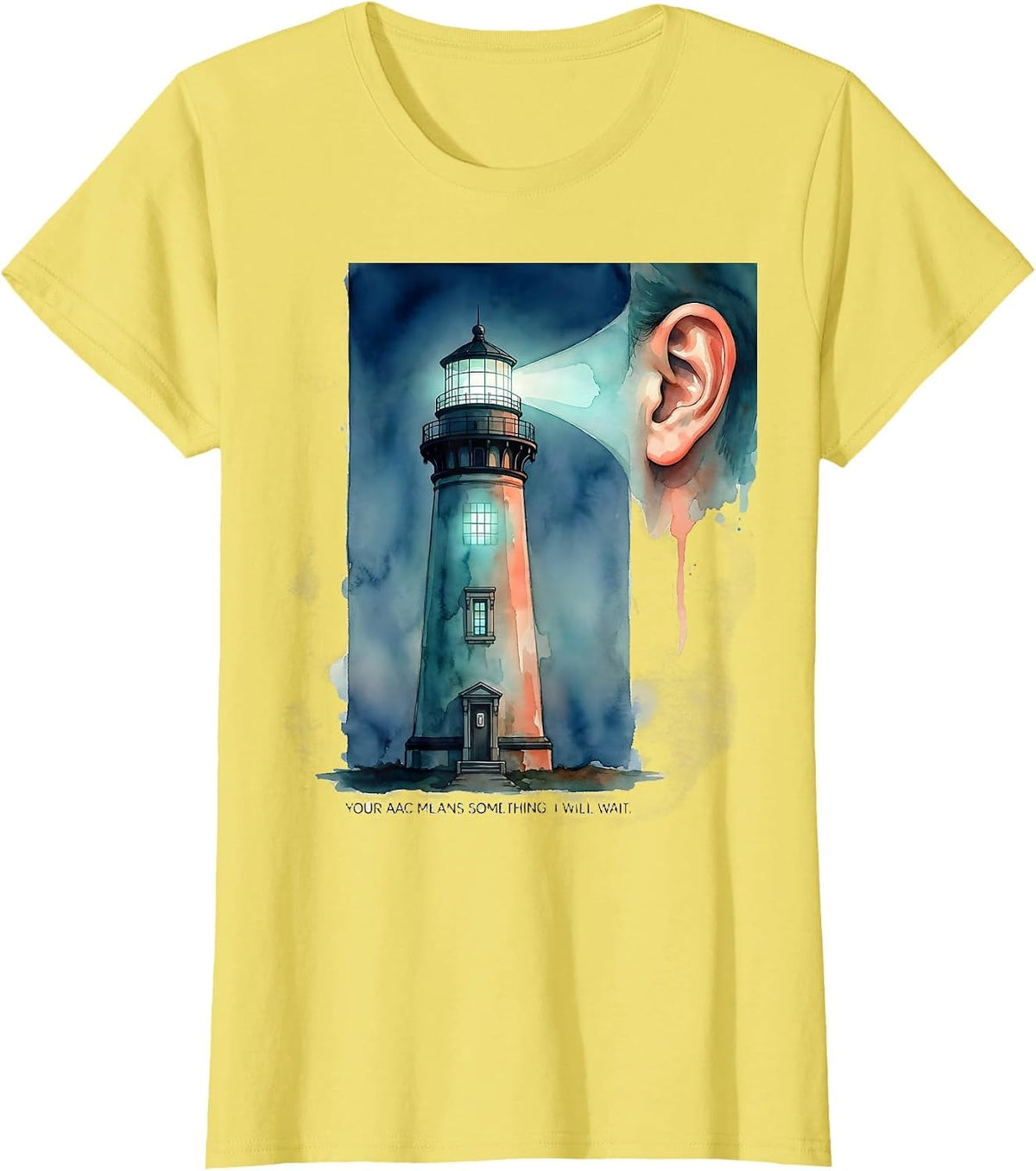 Your AAC Means Something I Will Wait Supportive SLP Teacher T-Shirt - Lemon Yellow