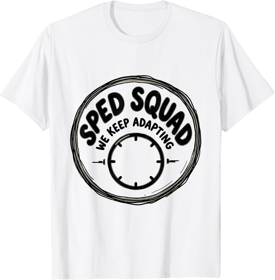 Men's SPED Squad We Keep Adapting Hand-Sketched Teacher T-Shirt - White