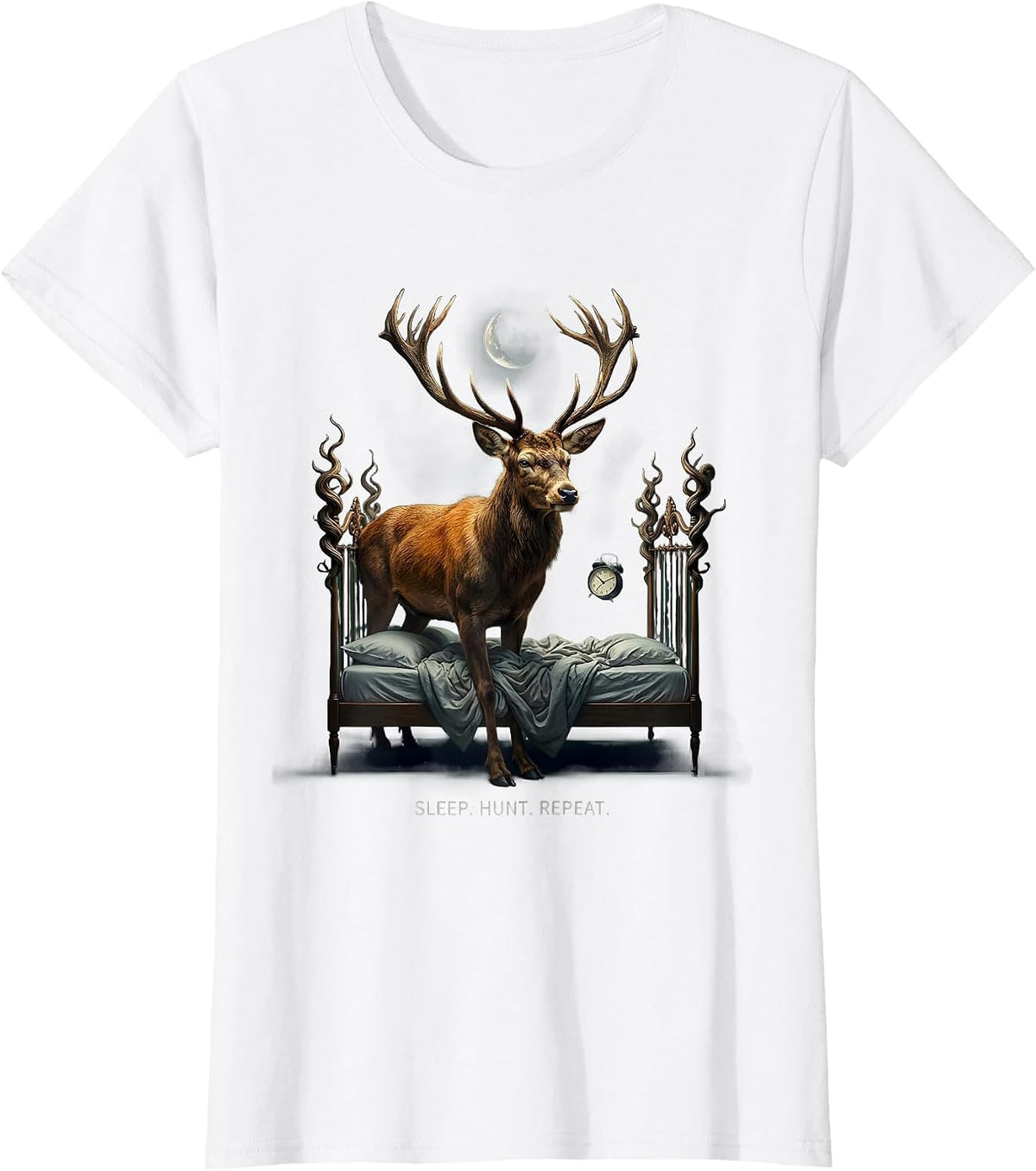 Sleep Hunt Repeat Hunting Lifestyle Design T-Shirt - White