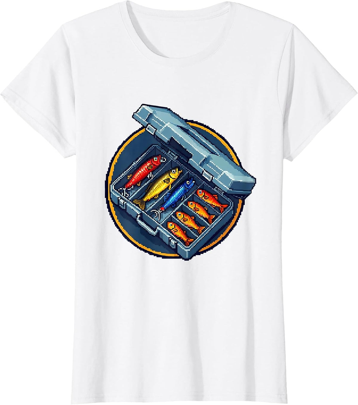 Fishing Tackle Box Colorful Lures Illustration T-Shirt - White