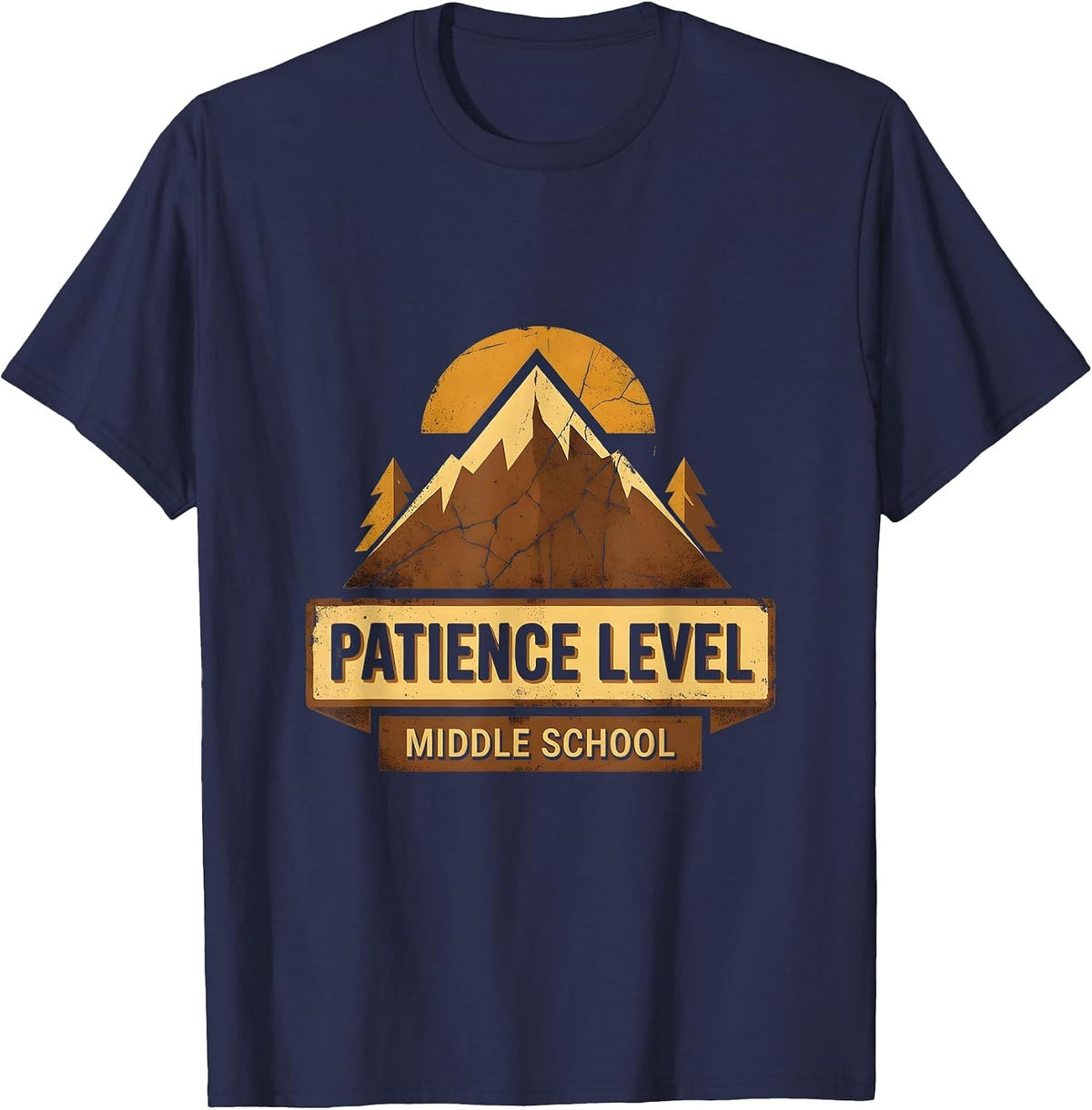 Patience Level Middle School Teacher Design T-Shirt - Navy Blue