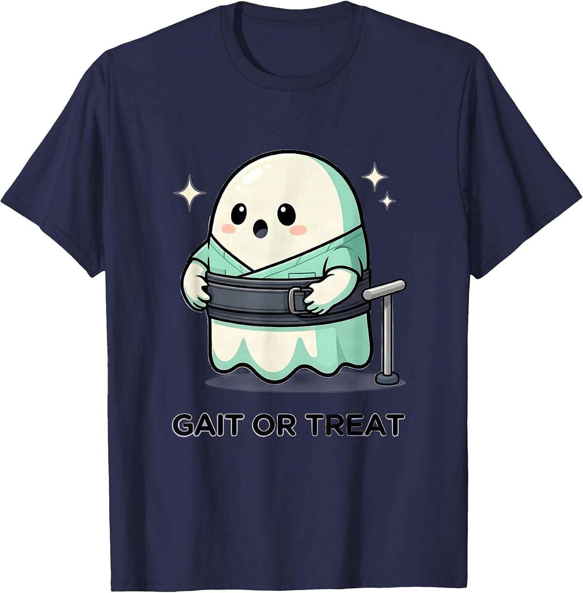 Gait Or Treat Funny Physical Therapist Halloween Humor T-Shirt - Navy Blue