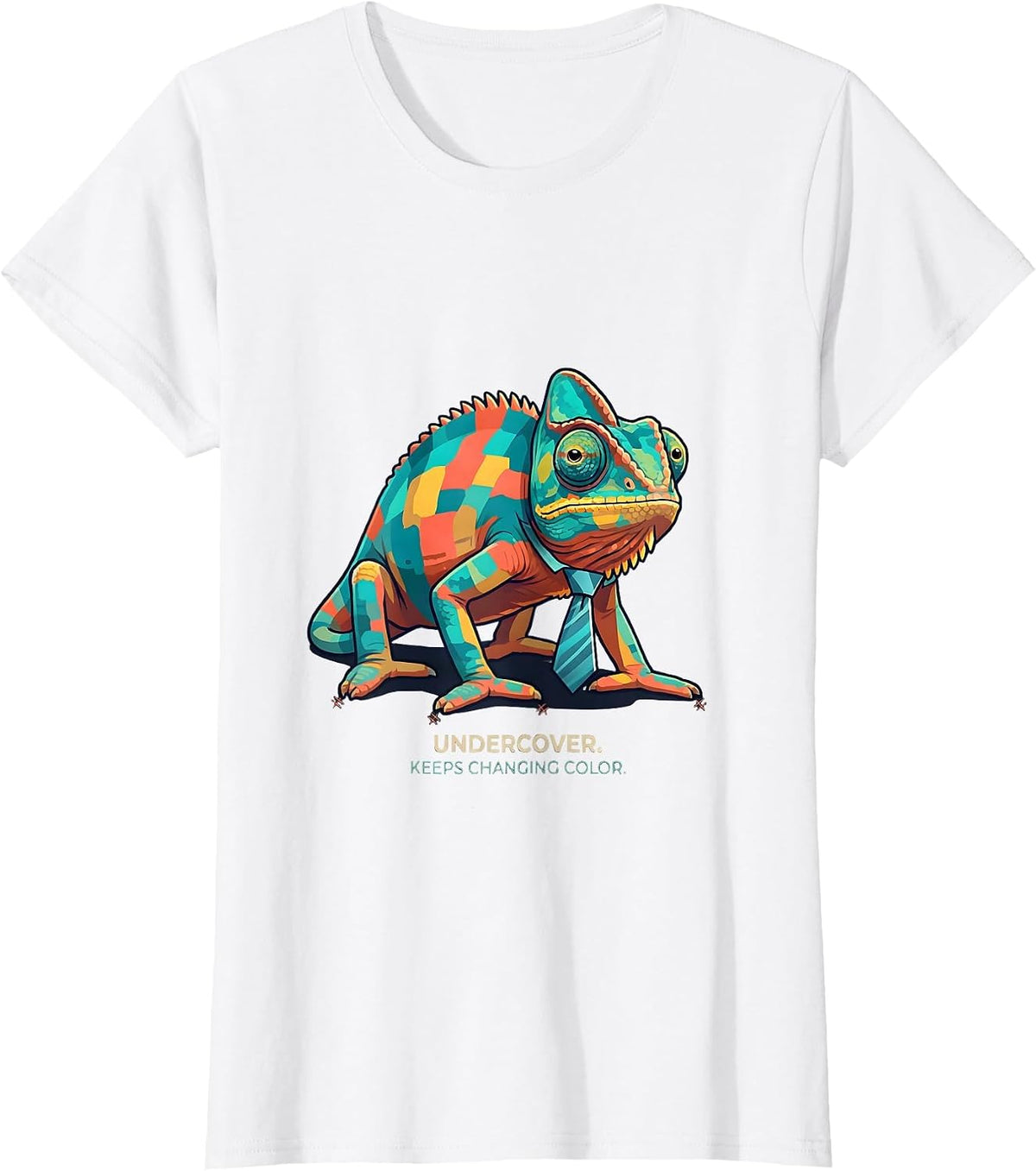Women's Undercover Keeps Changing Color Funny Chameleon Halloween T-Shirt - White