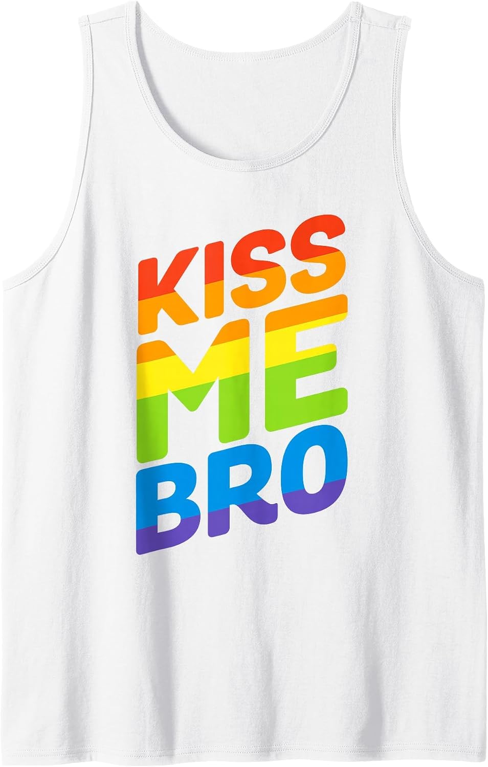 Kiss Me Bro Gay Pride LGBTQ Tank Top - White