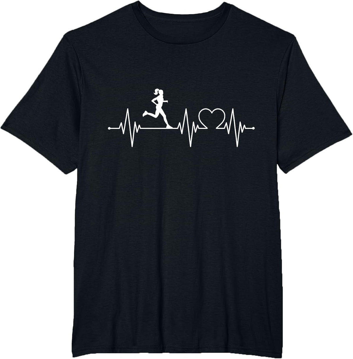 Runner Heartbeat Running Lover Gift T-Shirt - Black