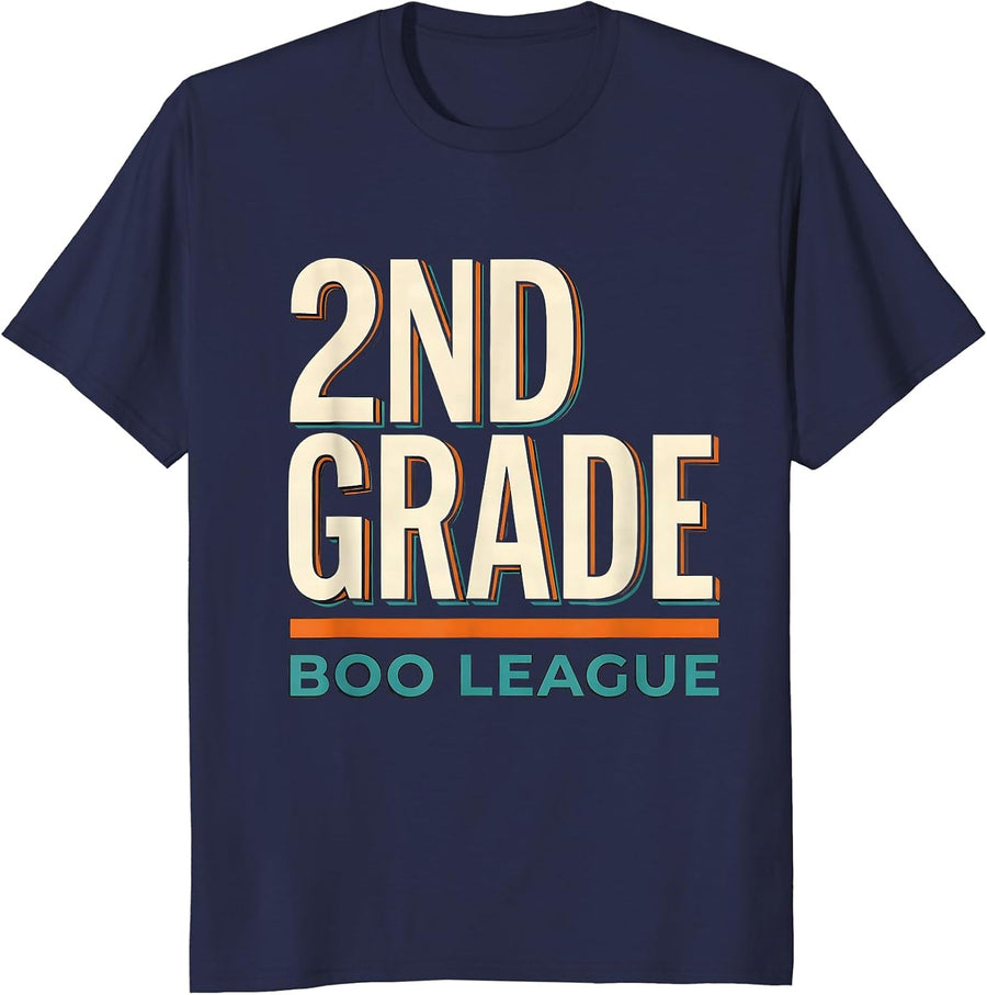 2nd Grade Boo League Spooky Second Grade Halloween Teacher T-Shirt - Navy Blue