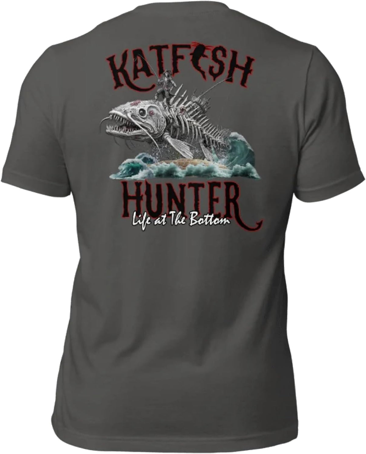 KATFISH Hunter Catfish Fishing T Shirt for Men, Dad Gift Graphic Tee - Charcoal