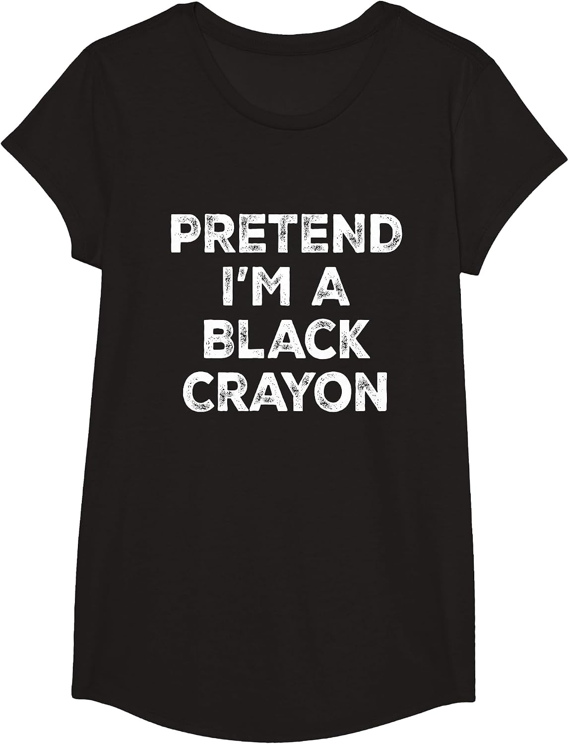 Pretend I'm A Black Crayon Lazy Halloween Costume T-Shirt - Girls Black