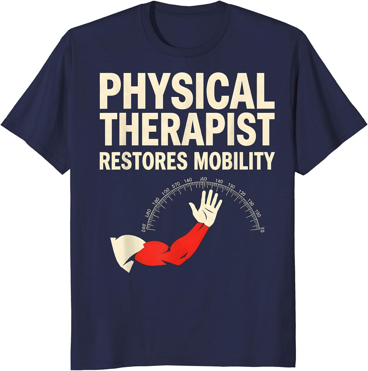 Men's Physical Therapist Restores Mobility Stencil Graphic PT Gift T-Shirt - Navy Blue