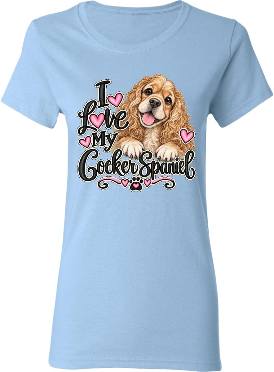 inktastic I Love My Cocker Spaniel Women's T-Shirt - Light Blue