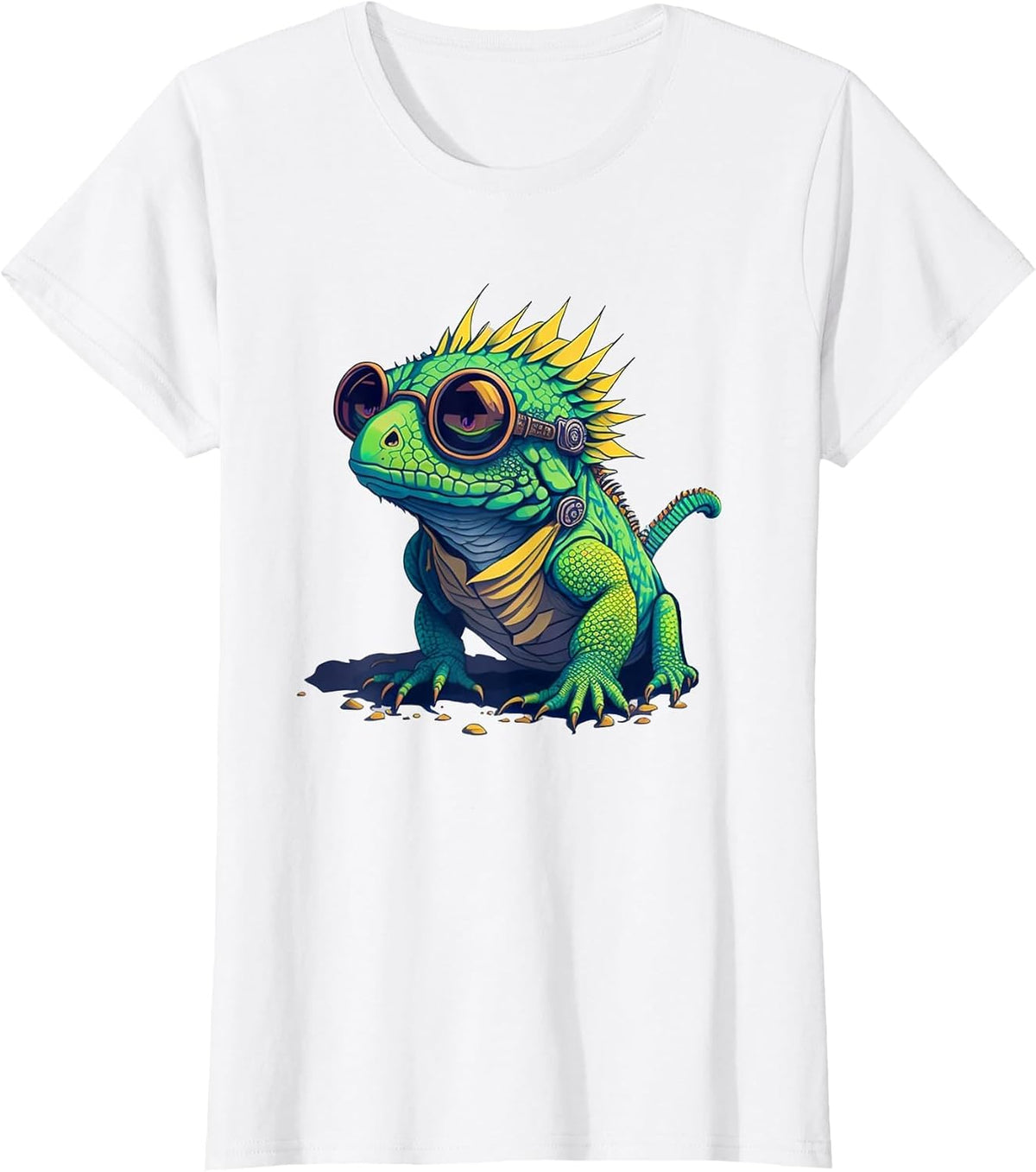 Funny Chameleon with Sunglases Lizzard Reptile T-Shirt - White