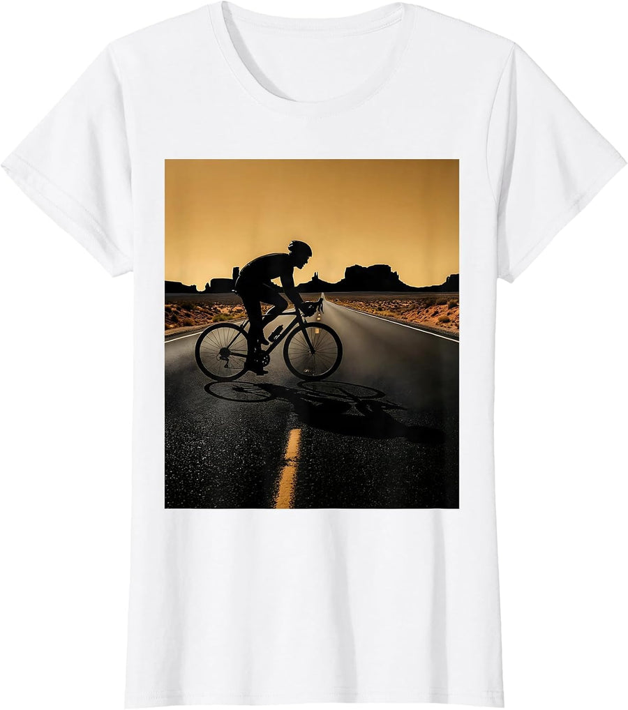 Women's Cyclist Shadow Desert Road Graphic T-Shirt - White
