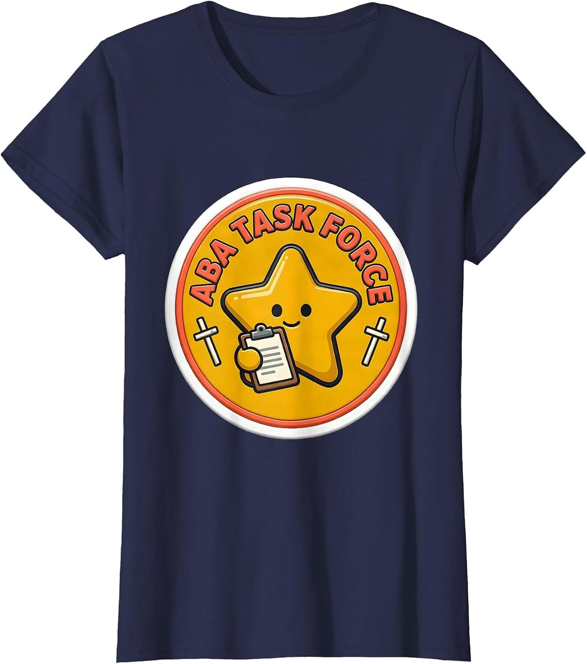 Women's ABA Task Force Retro Humor Behavior Analyst RBT ABA T-Shirt - Navy Blue